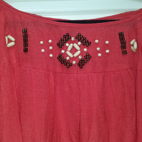 Zac & Rachel Beaded Peasant Ruffle Sleeve Orange - Picture 8 of 8